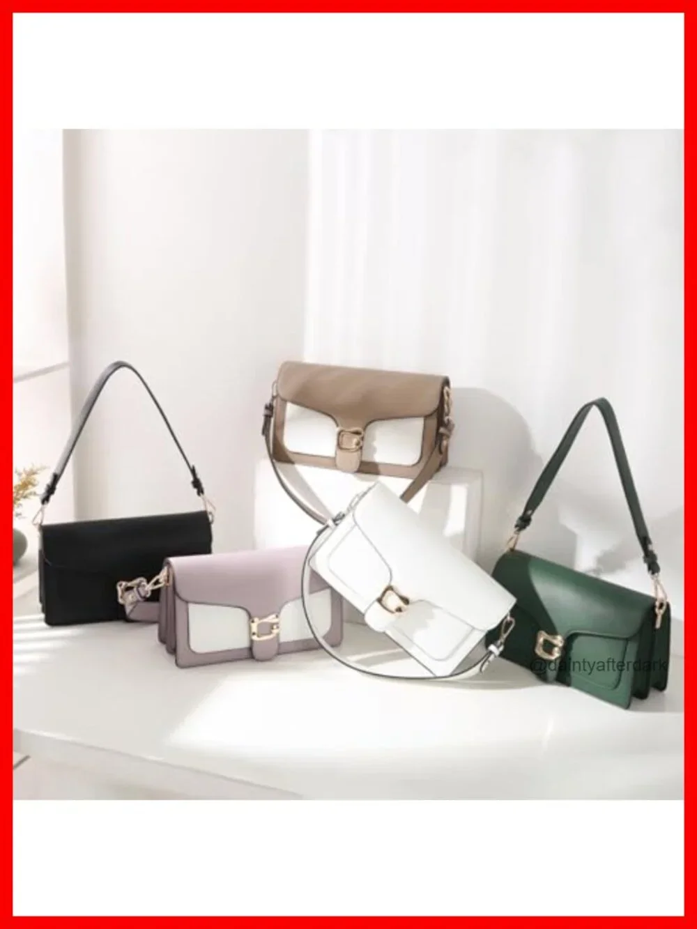 Vegan Leather Crossbody Bag for Women with 2 Straps - Trendy Small Satchel Purse